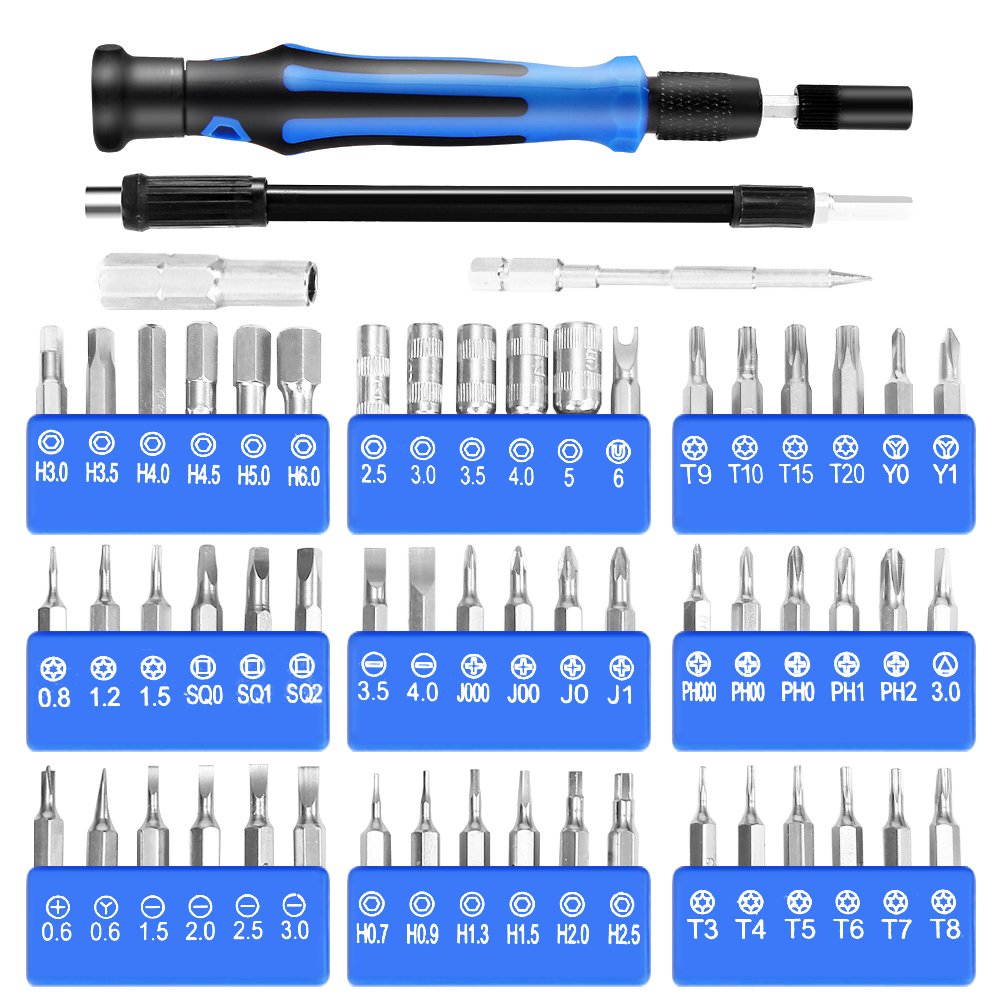 61-in-1 Precision Screwdriver Repair Tool Set for Phone Tablet etc - Blue