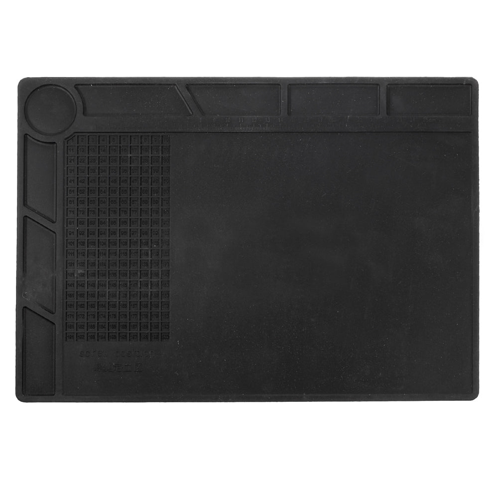 Silicone Mat Mobile Phone Maintenance Station with 25cm Scale Ruler - Black