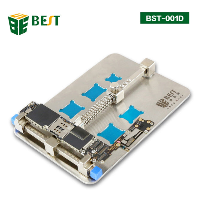 Uniqkart BST-001D Stainless Steel Circuit Board PCB Holder Fixture Work Station for Chip Repair Tools - Silver