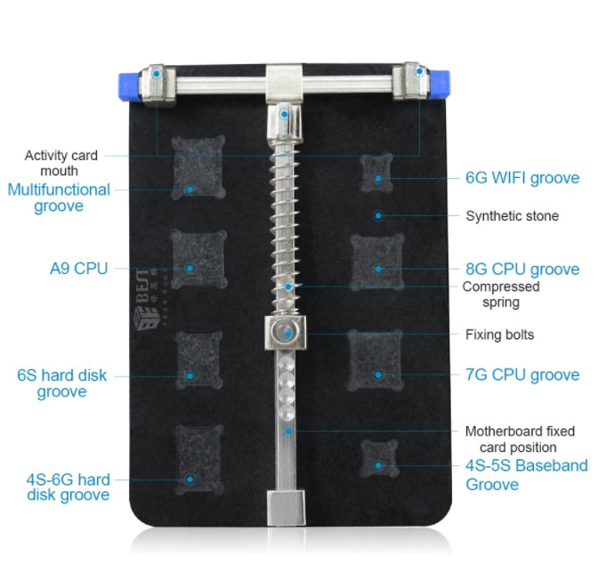 Uniqkart BST-001E Stainless Steel Circuit Board PCB Holder Fixture Work Station for Chip Repair Tools - Black