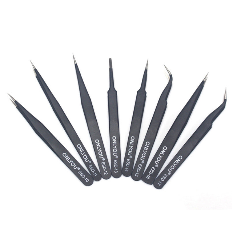 8Pcs/Set ONLYOU Anti-static Stainless Steel High Precision Profession Tweezers