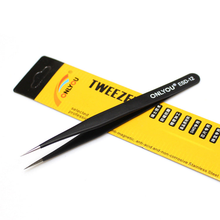 Anti-static Stainless Steel Precise Tweezers Repair Tools - ESD-12