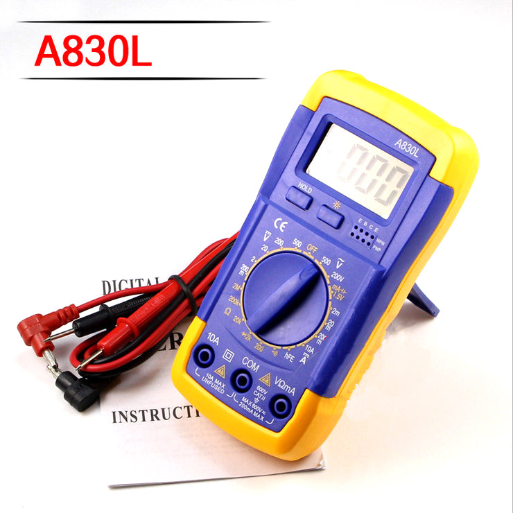 A830L Digital Multimeter DMM Voltmeter Ammeter Ohmmeter LCD Display Tester with Backlight and Buzz