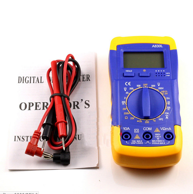 A830L Digital Multimeter DMM Voltmeter Ammeter Ohmmeter LCD Display Tester with Backlight and Buzz