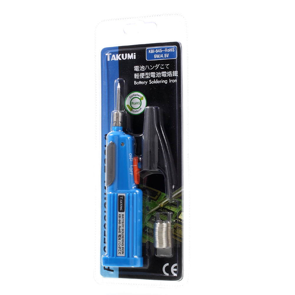 TAKUMI KBI-645 6W 4.5V Plastic Pen Style Portable Battery Soldering Iron Tool - Blue