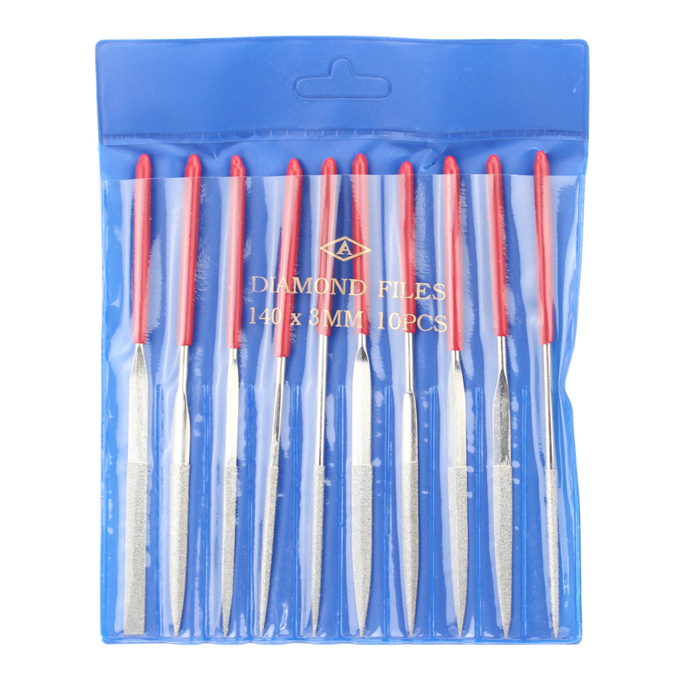 10 in 1 Rubber Coated Handle Square Round Triangle Needle Files Set