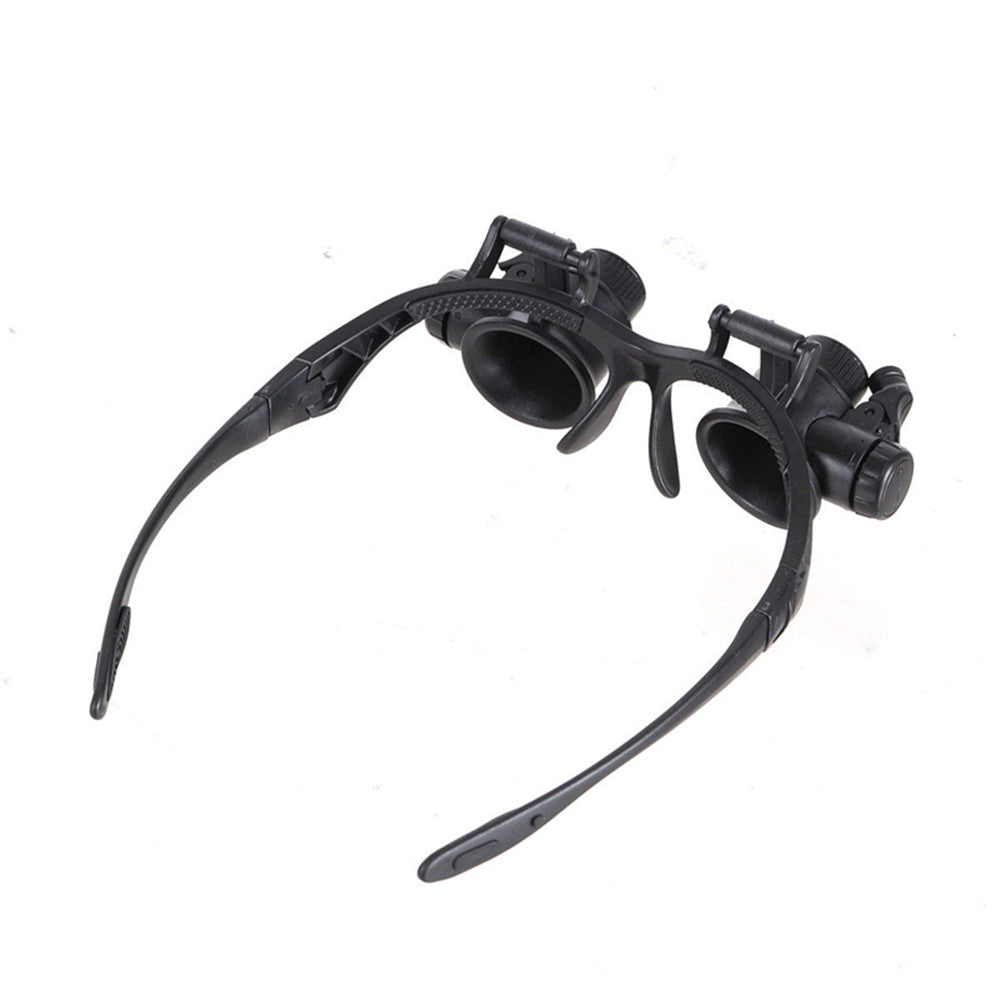 10X 15X 20X 25X LED Double Glasses Loupe Jeweler Watch Repair Magnifying Eyeglasses - Black