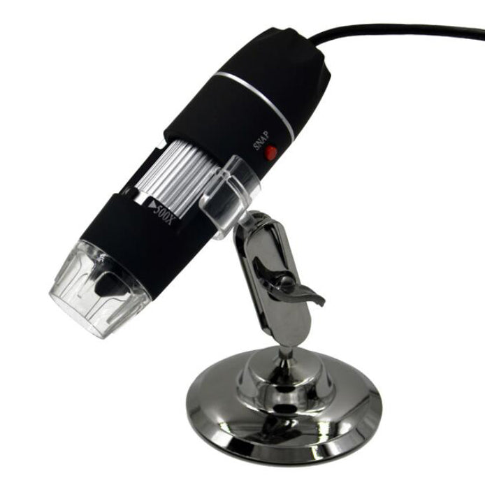 Andonstar Portable 50X-500X 8-LED HD USB Digital Microscope Magnifier Endoscope with Metal Stand - Black