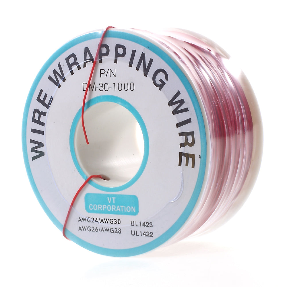 PCB Solder Flexible 0.25mm Dia Copper Wire 30AWG Wrapping Wrap Wire 918Ft - Red