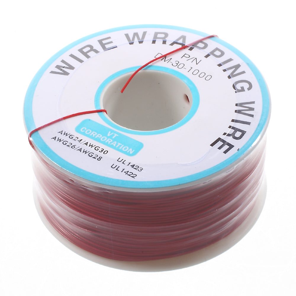 PCB Solder Flexible 0.25mm Dia Copper Wire 30AWG Wrapping Wrap Wire 918Ft - Red