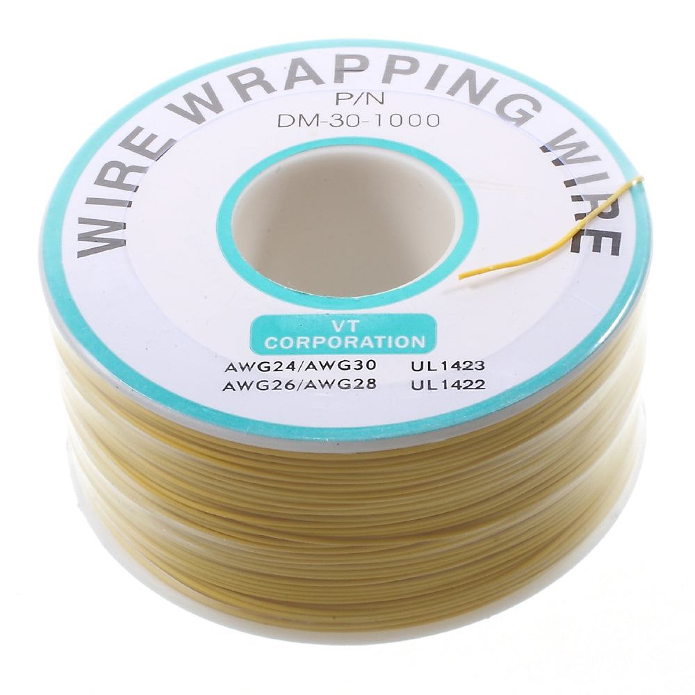 P/N B-30-1000 30AWG Tin Plated Copper Wire Wrapping Cable 280m - Yellow