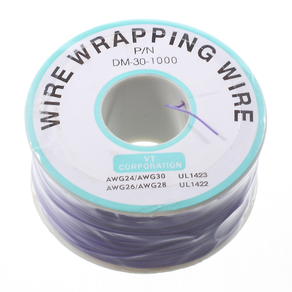 PCB Solder 0.25mm Dia Tin Plated Copper Cord Wire-wrapping Wire 280M 30AWG - Purple