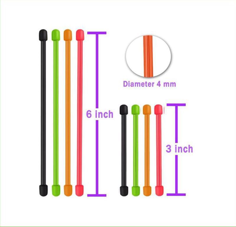12 Pack Rubber Twist Ties Reusable Cable Ties Assorted Colors (Diameter-4mm, 4 inch)