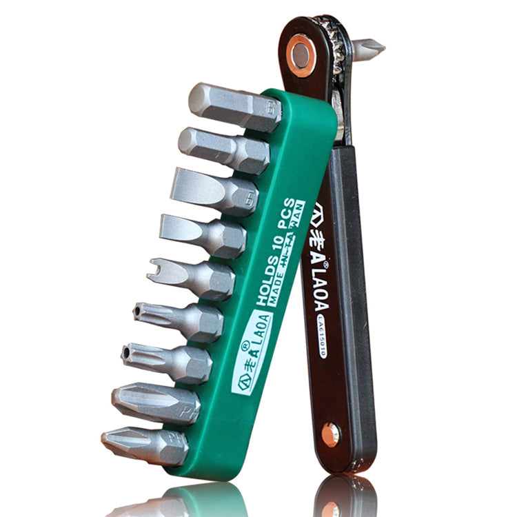 LAOA 10-in-1 L Shape Ratchet Screwdriver and Screwdriver Bits Set
