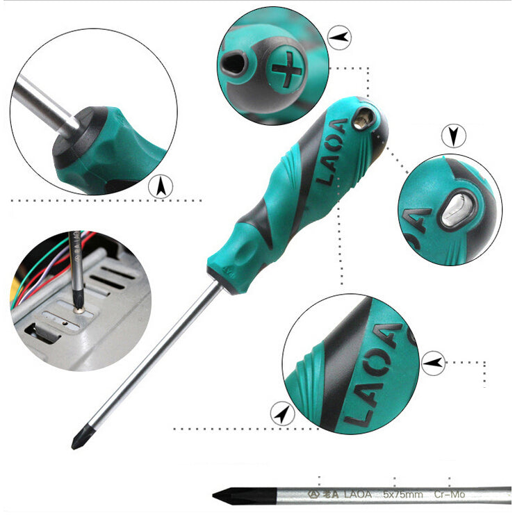 LAOA 9Pcs/Set Chrome Vanadium Steel Philips and Slotted Screwdriver Set