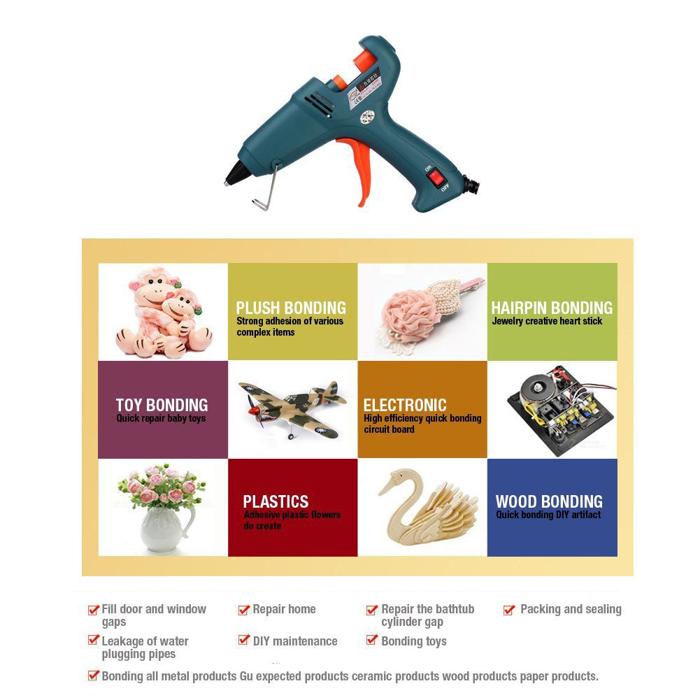60 Watt Hot Melt Glue Gun for Arts and Crafts, Sealing and Quick Repairs (CE/RoHS) - EU Plug