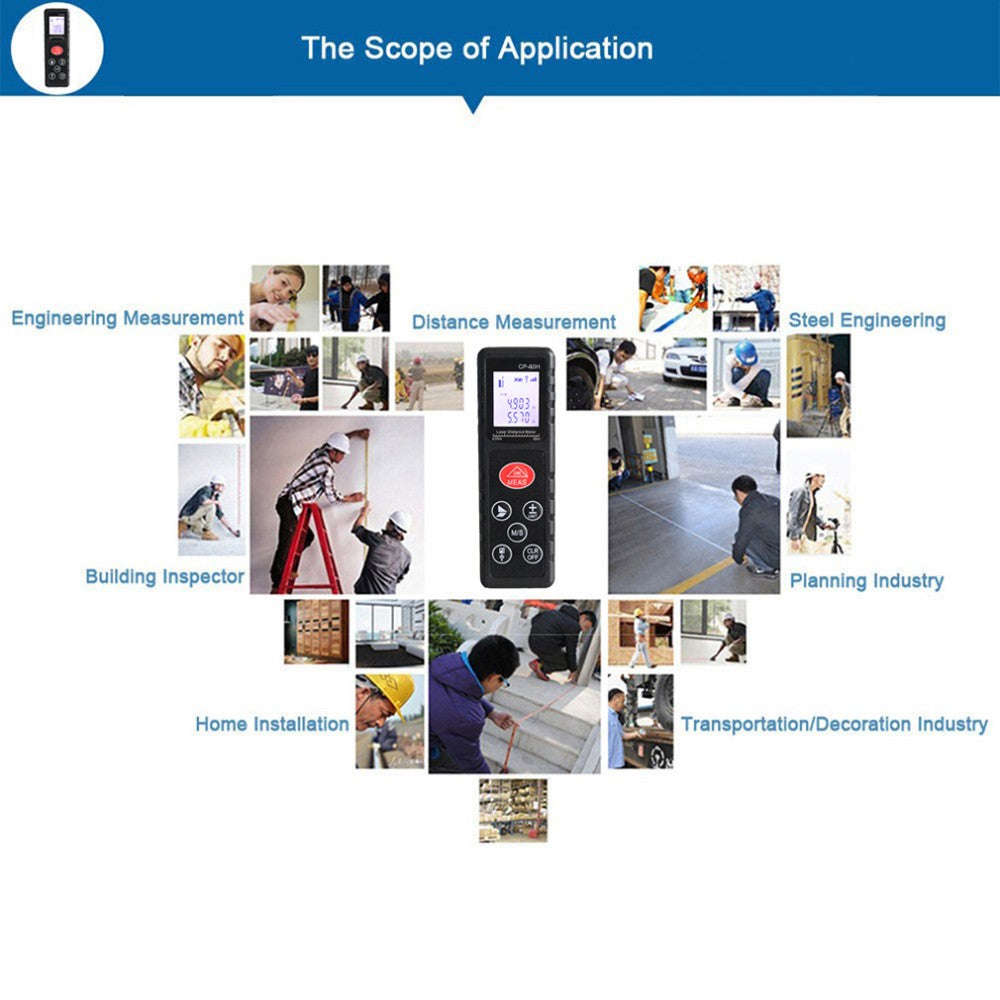 CP-40H 40M Handheld Digital Laser Distance Meter Range Finder - Black