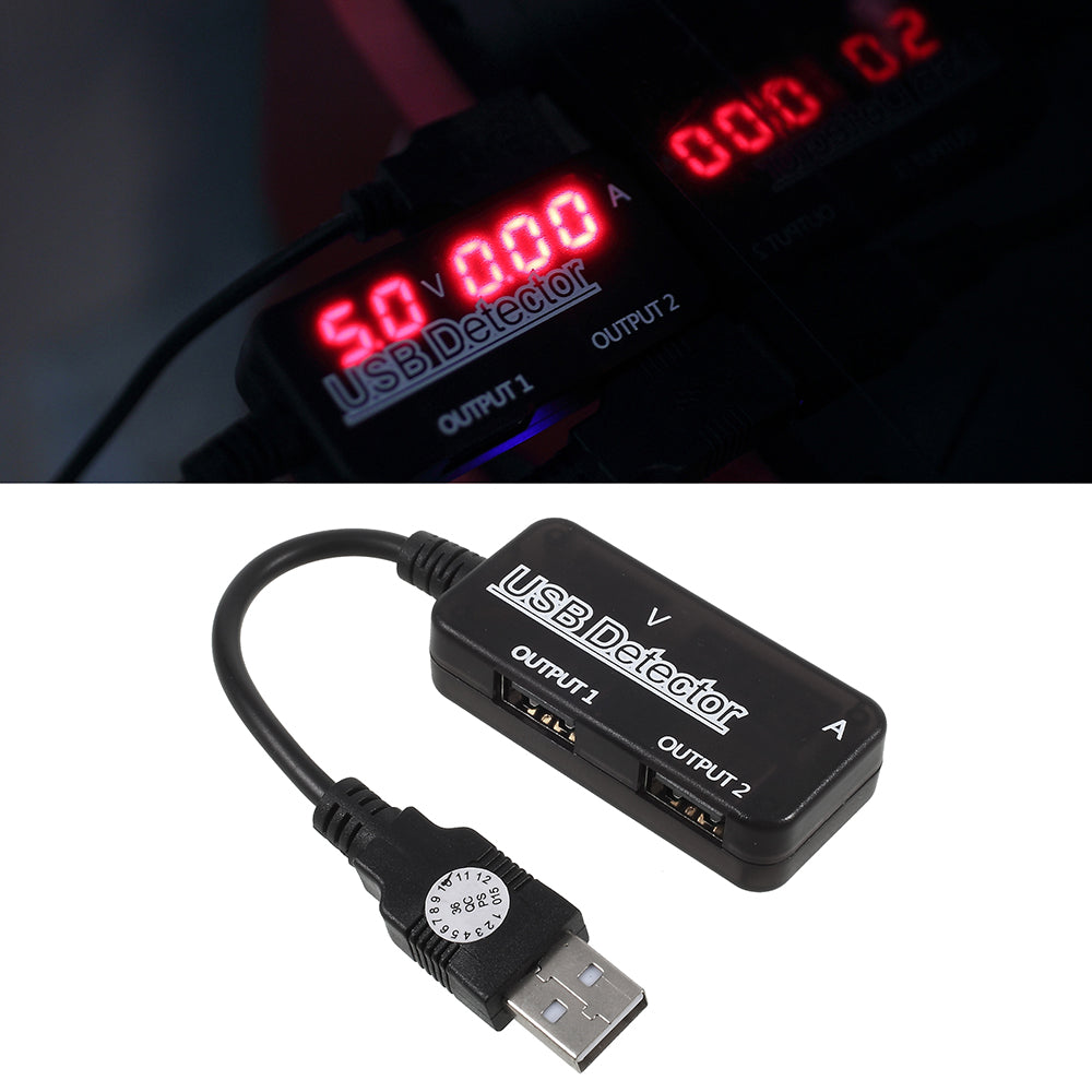 LED Display Cellphone Voltage Current USB Detector Tester Meter with Two USB Charging Ports