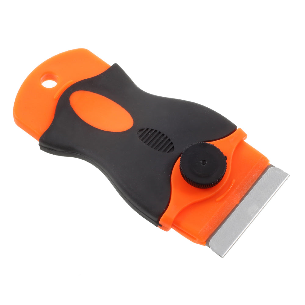 Mini Scraper Ceramic/Window/Glass/Paint Cleaner Remover with 2 Plastic Double Edge Blades - Orange + Black