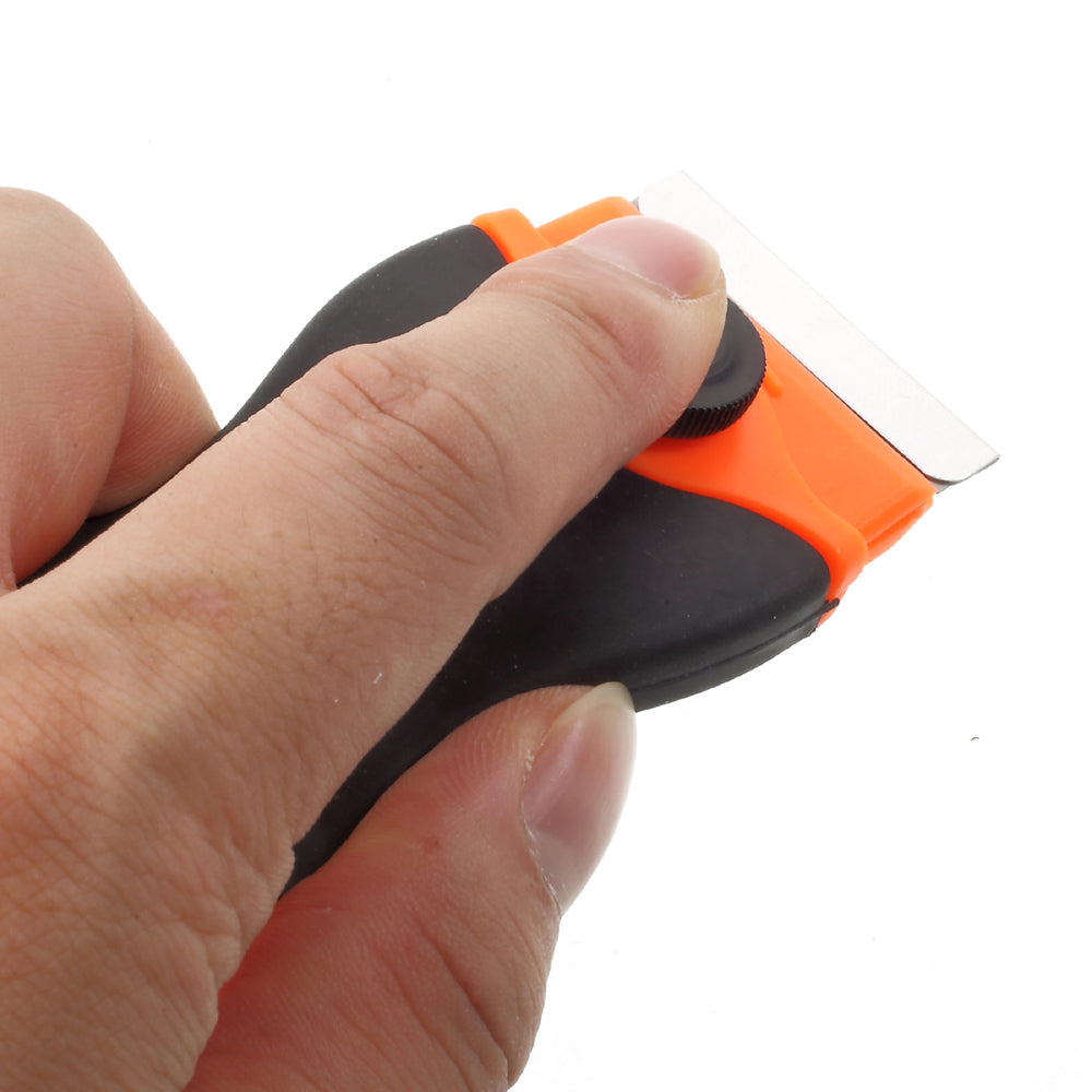 Mini Scraper Ceramic/Window/Glass/Paint Cleaner Remover with 2 Plastic Double Edge Blades - Orange + Black