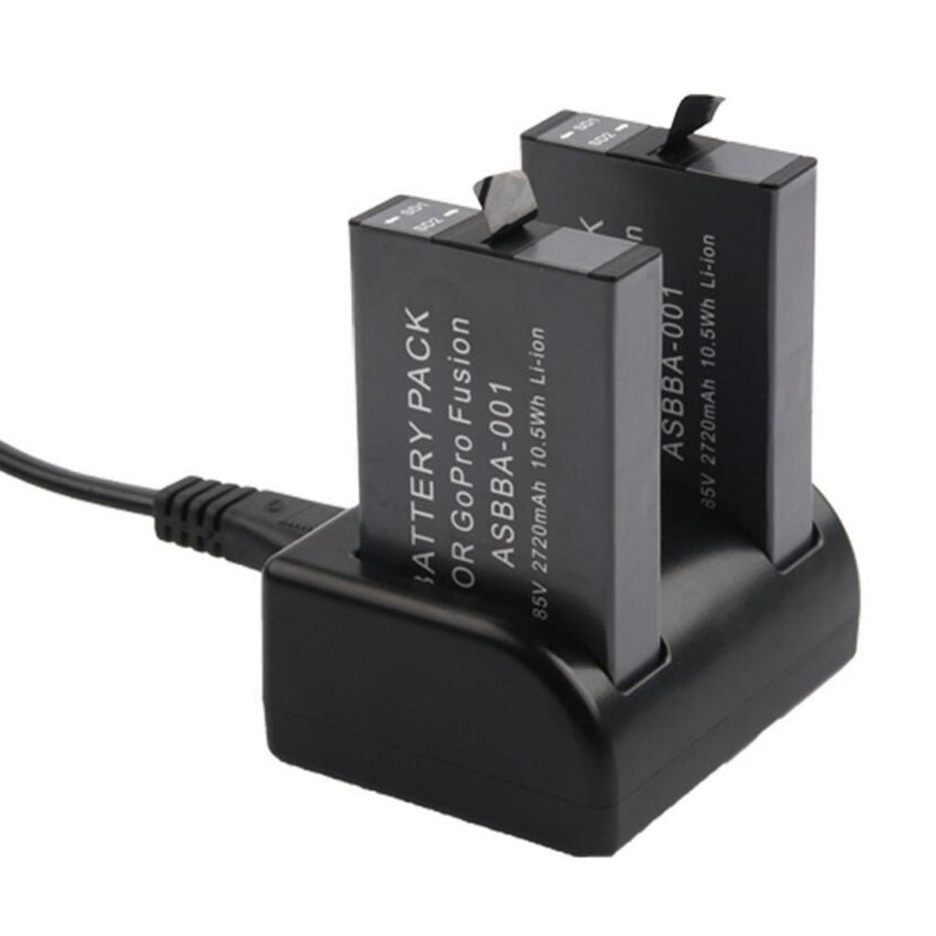 AT766 2-Slot Battery Charger with Micro USB/Type C Port for GoPro Fusion Camera