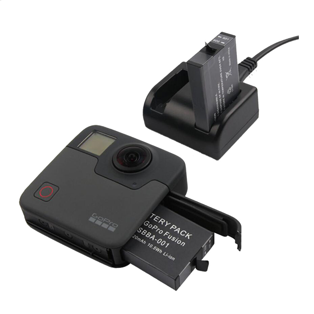 AT766 2-Slot Battery Charger with Micro USB/Type C Port for GoPro Fusion Camera