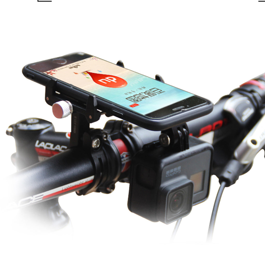 AT758 GUB-88 Universal Bike Handlebar Holder Mount Aluminum Alloy Phone Holder Stand for Smartphones Gopro Action Camera - Black