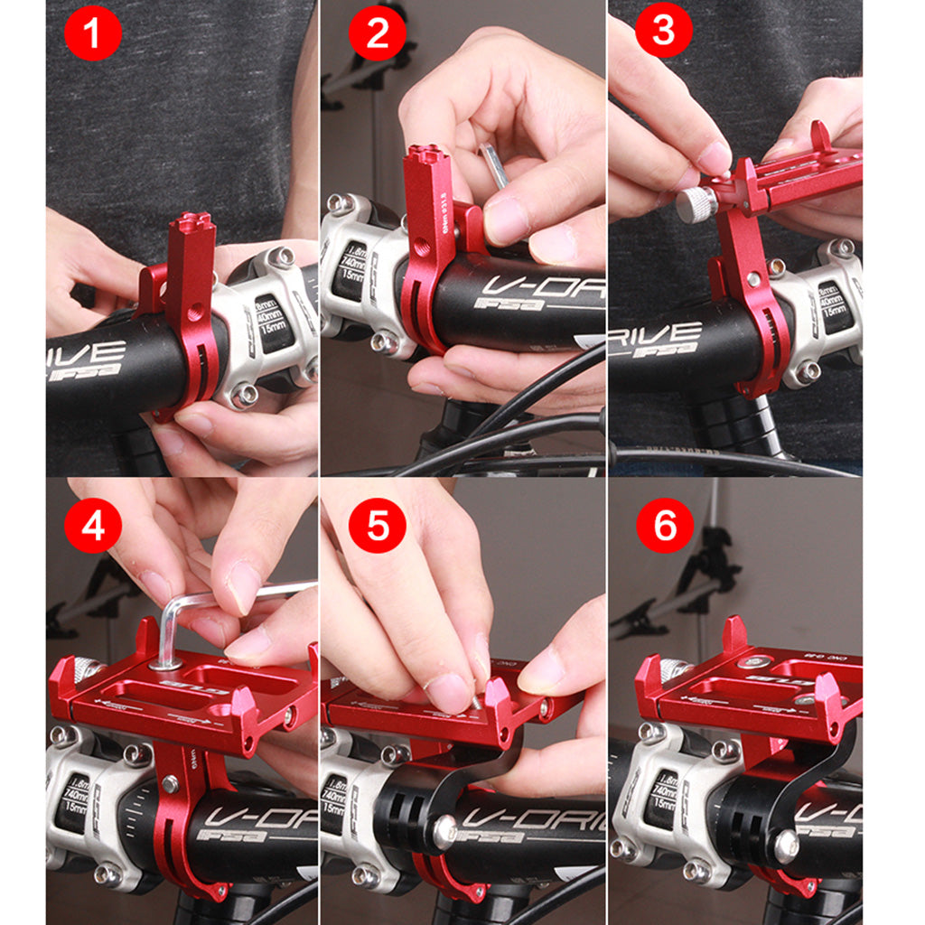 AT758 GUB-88 Universal Bike Handlebar Mount Aluminum Alloy Phone Holder Stand for Smartphones Gopro Action Camera - Red
