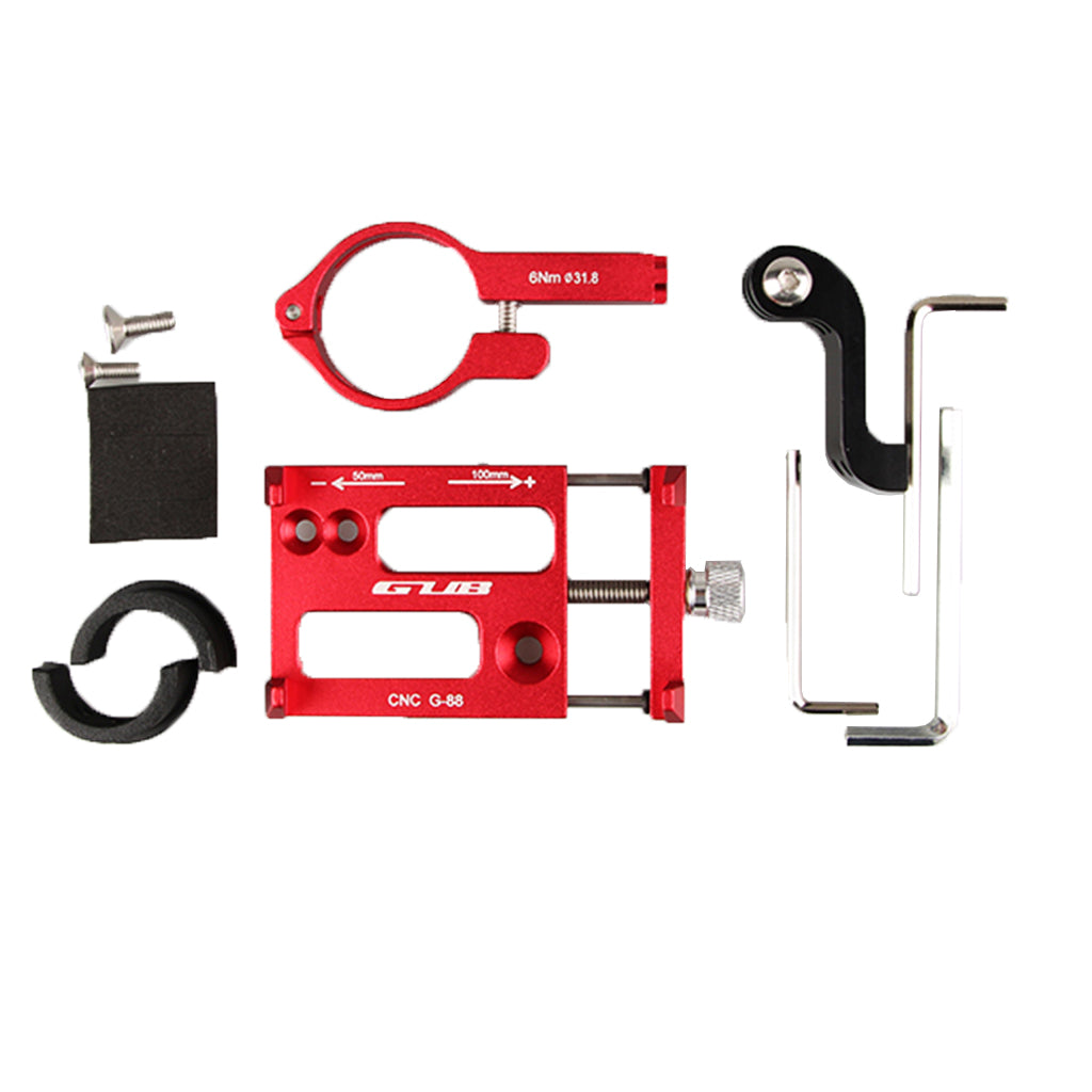 AT758 GUB-88 Universal Bike Handlebar Mount Aluminum Alloy Phone Holder Stand for Smartphones Gopro Action Camera - Red