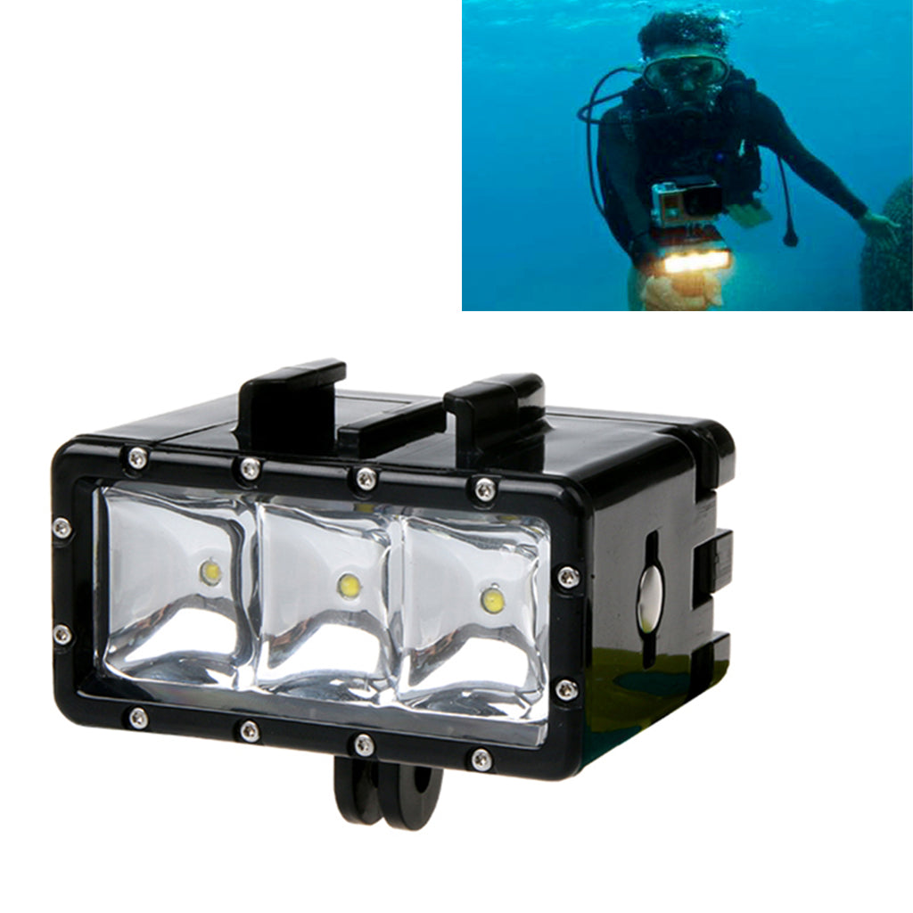 AT682 Waterproof LED Diving Light Fill Spot Lamp with Dual Battery for GoPro Hero6/5/4/4 Session/3+/3/2/1 etc.