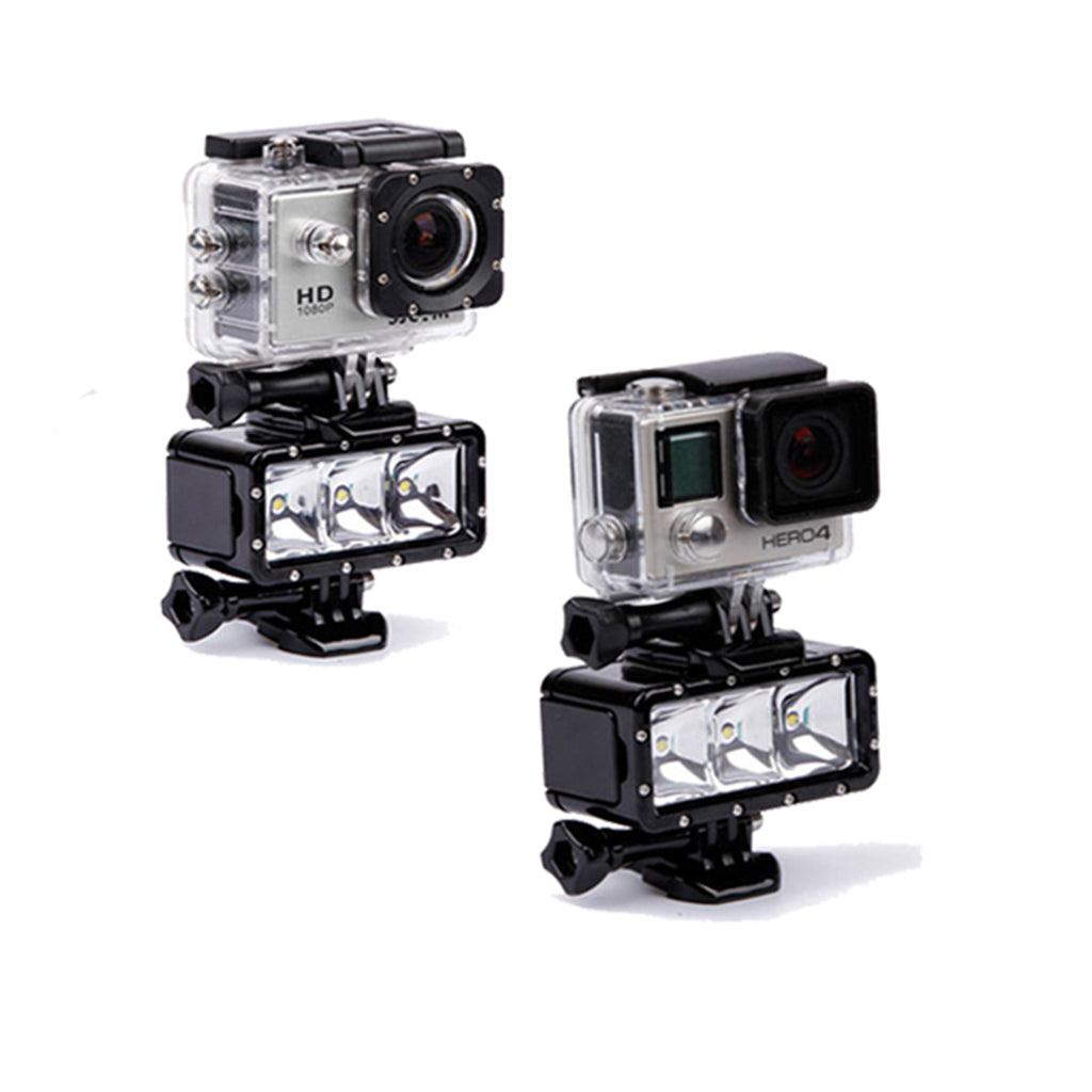 AT682 Waterproof LED Diving Light Fill Spot Lamp with Dual Battery for GoPro Hero6/5/4/4 Session/3+/3/2/1 etc.