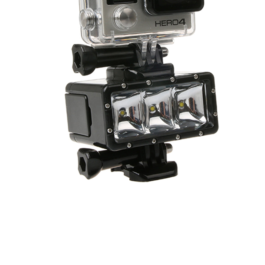 AT682 Waterproof LED Diving Light Fill Spot Lamp with Dual Battery for GoPro Hero6/5/4/4 Session/3+/3/2/1 etc.