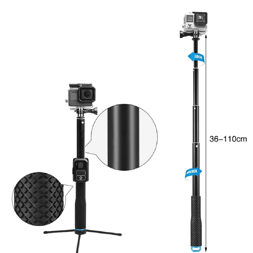 36inch Hand Grip Extendable Handheld Monopod Pole Selfie Stick for GoPro Hero 6/5/4/3+/3/2/1 and GoPro Session, SJCAM SJ4000 SJ5000 Xiaomi Yi Action Camera