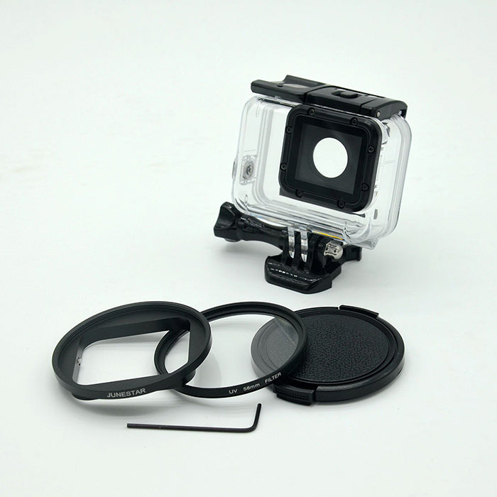 AT663 58mm UV Filter with Lens Cap and Adapter for GoPro Hero 5 / Hero 6 Waterproof Housing Case
