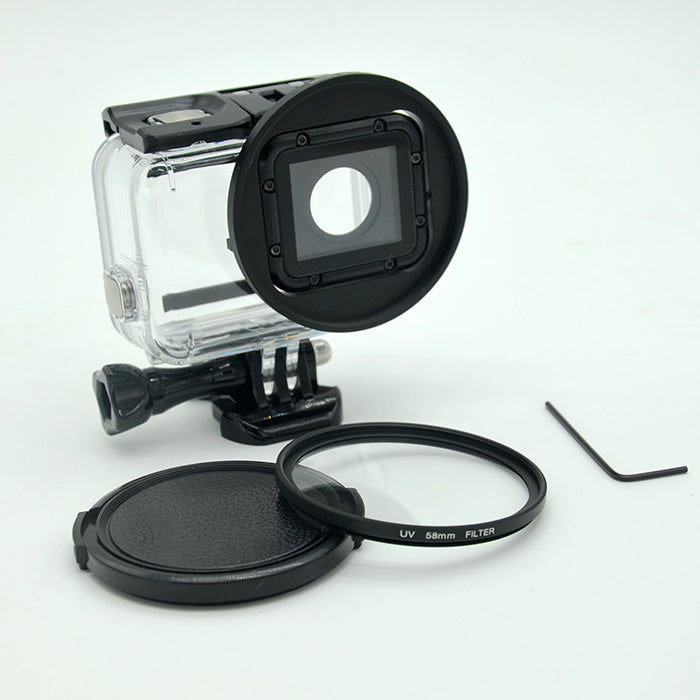 AT663 58mm UV Filter with Lens Cap and Adapter for GoPro Hero 5 / Hero 6 Waterproof Housing Case