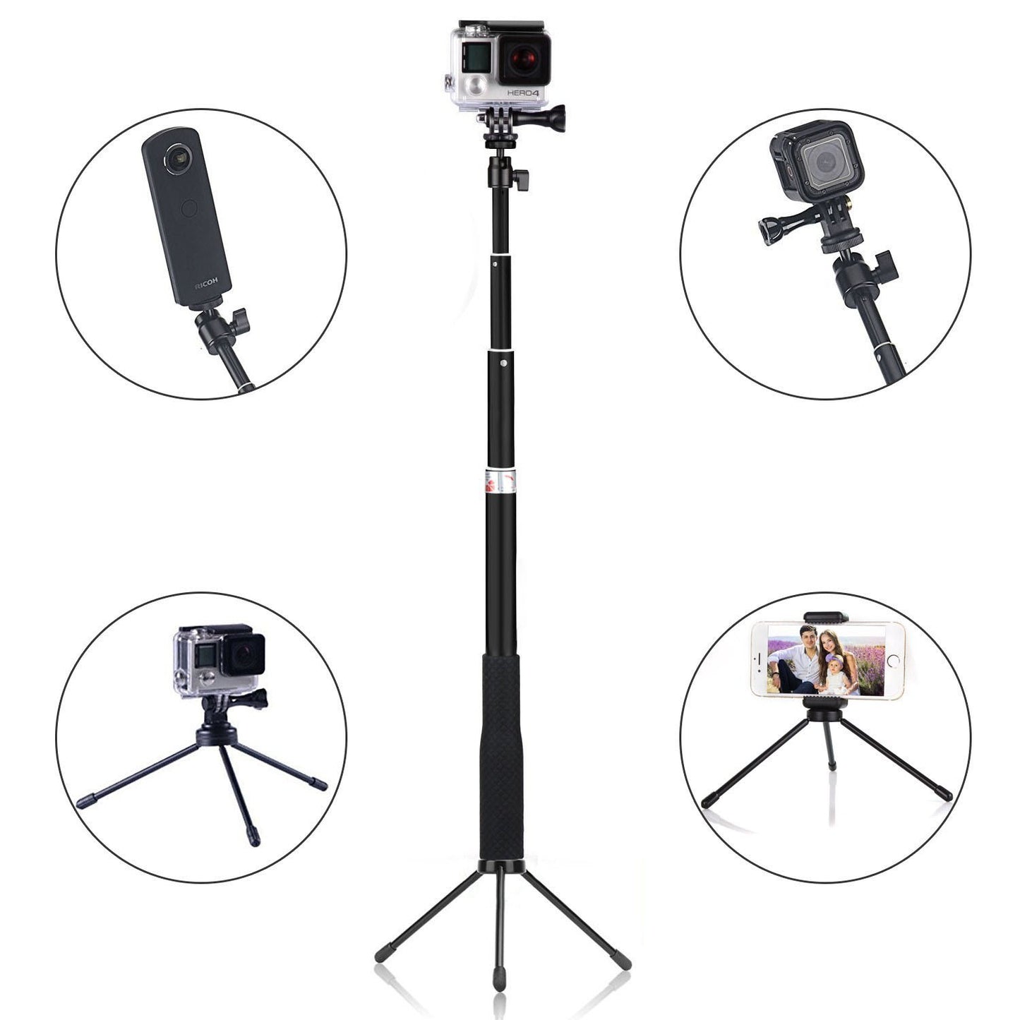 LDX-801 Extendable Hand Grip Monopod Adjustable Pole Handle for Action Camera