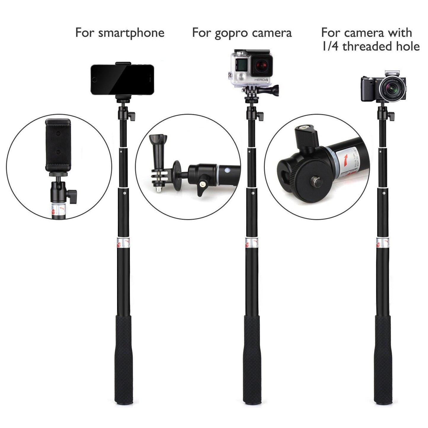 LDX-801 Extendable Hand Grip Monopod Adjustable Pole Handle for Action Camera