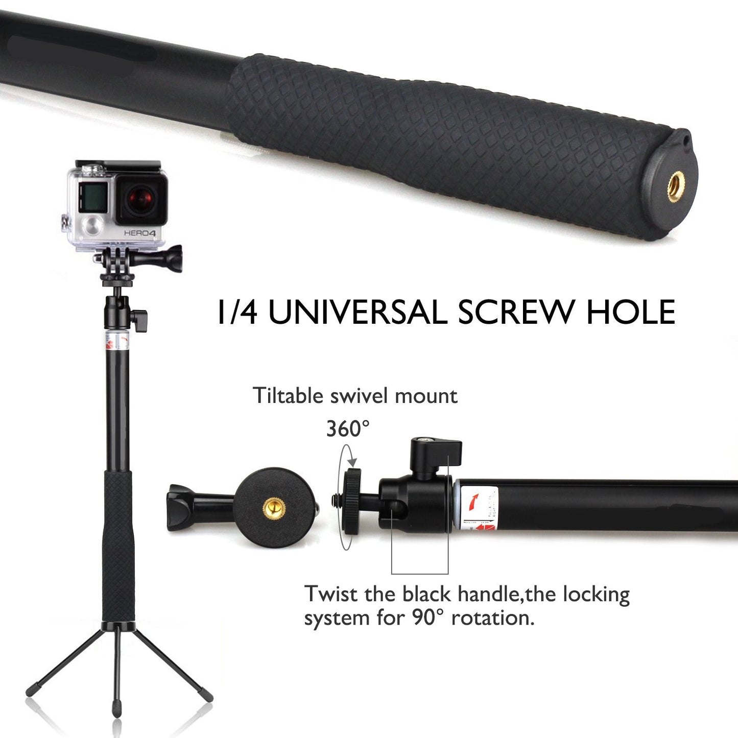 LDX-801 Extendable Hand Grip Monopod Adjustable Pole Handle for Action Camera