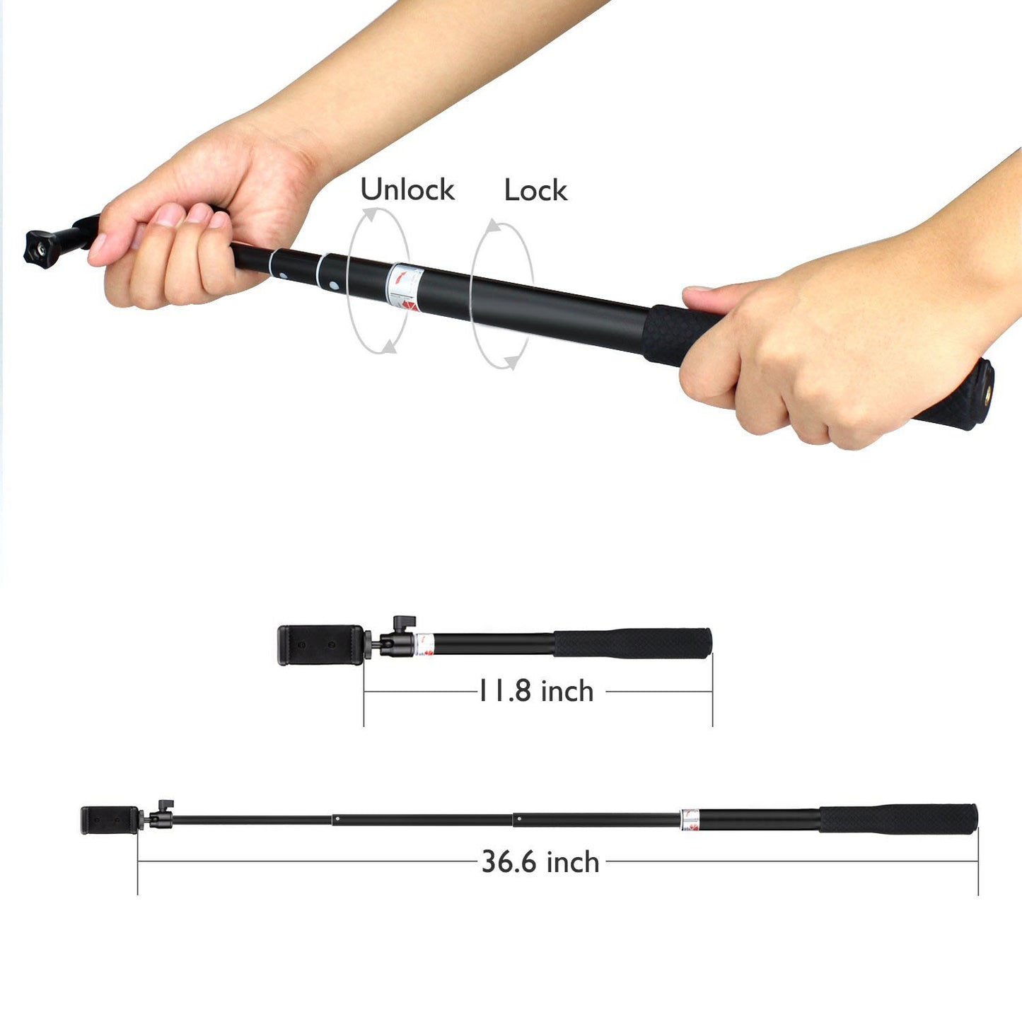 LDX-801 Extendable Hand Grip Monopod Adjustable Pole Handle for Action Camera