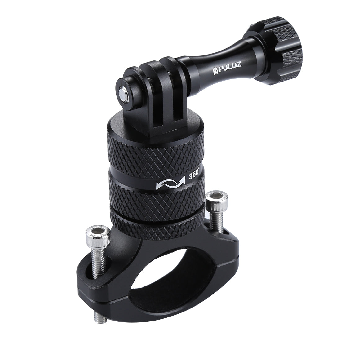 Puluz 360 Degree Rotation Bike Aluminum Handlebar Adapter Mount with Screw for GoPro 5 Camera - Black