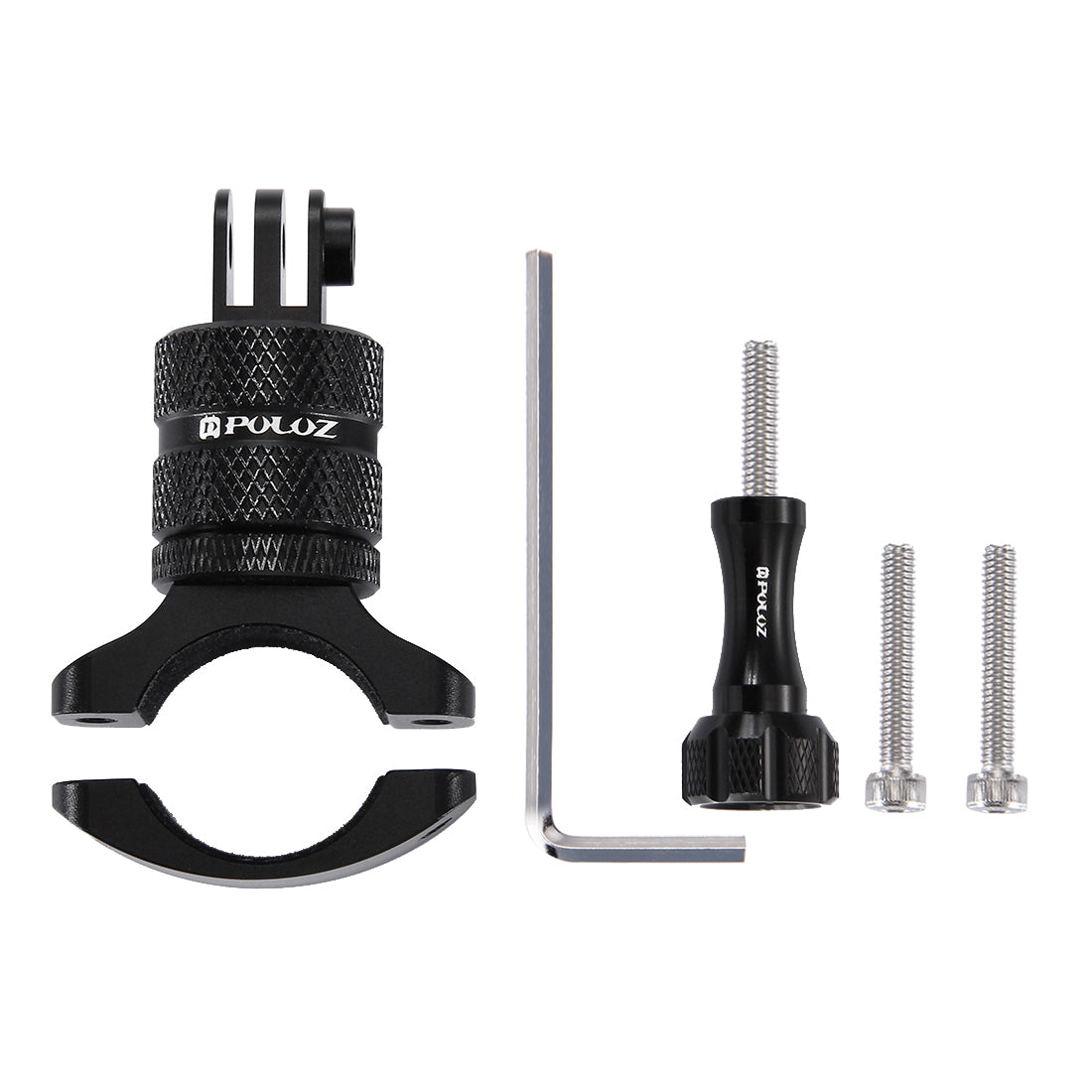 Puluz 360 Degree Rotation Bike Aluminum Handlebar Adapter Mount with Screw for GoPro 5 Camera - Black