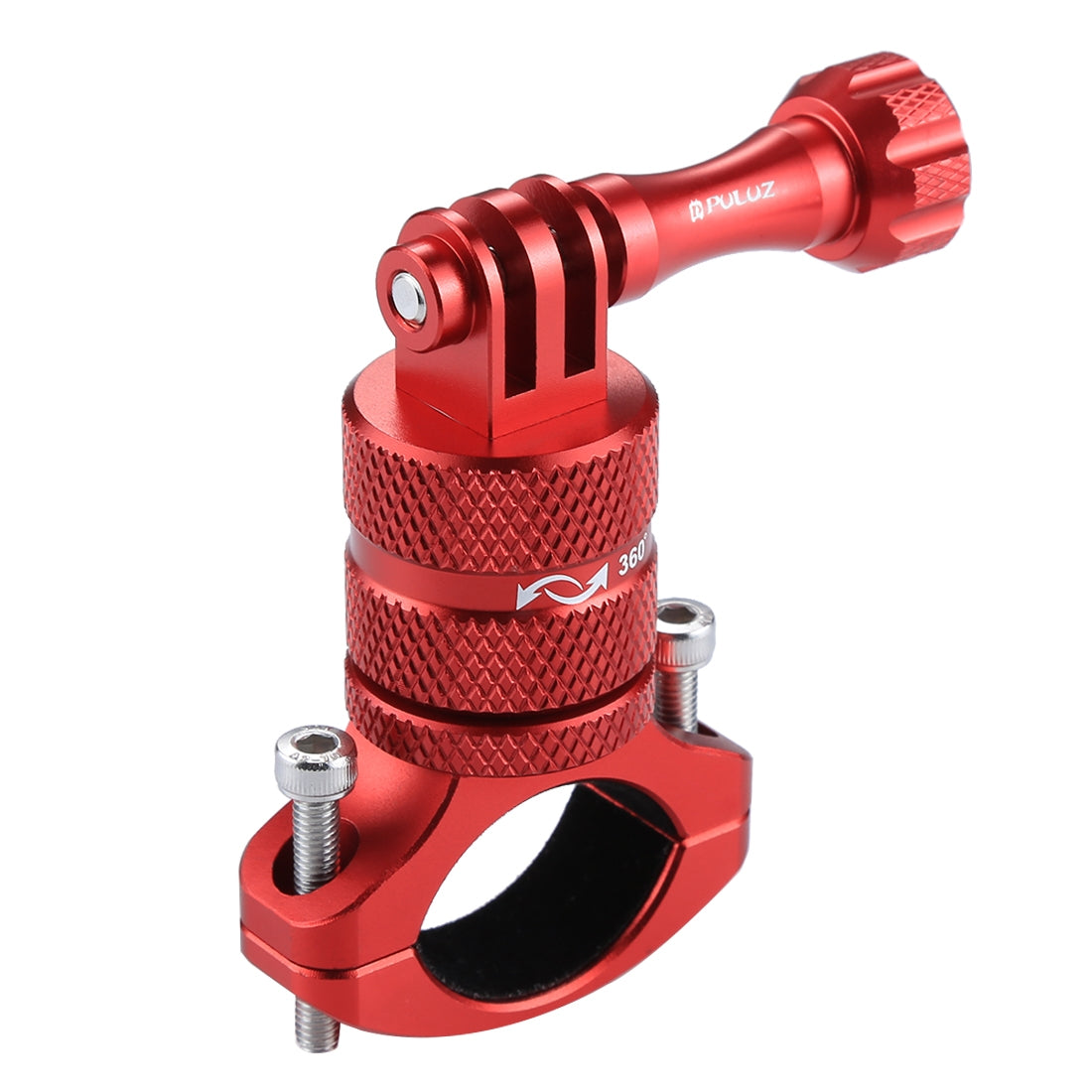 Puluz 360 Degree Rotation Bike Aluminum Handlebar Adapter Mount with Screw for GoPro 5 Camera - Red