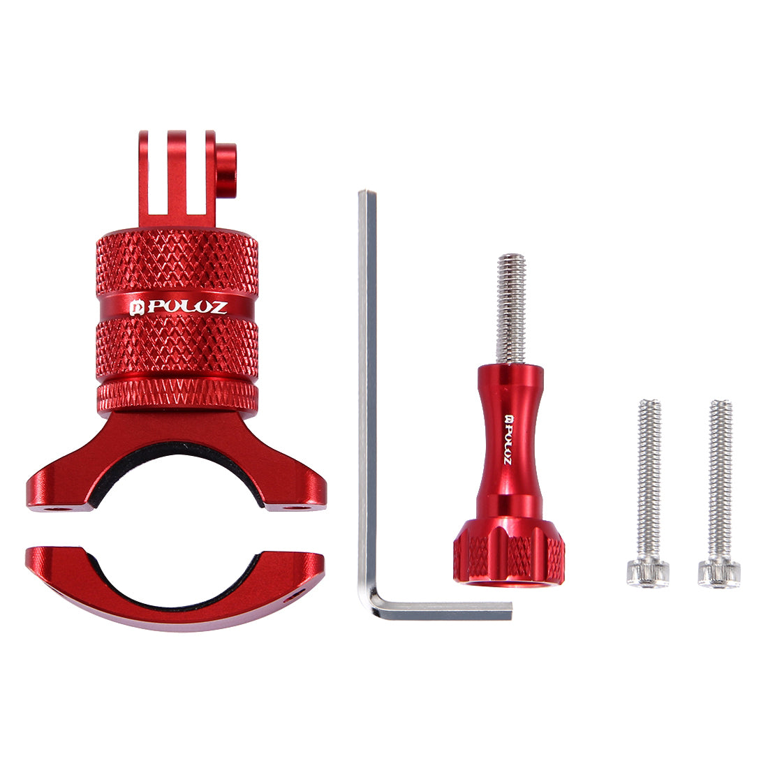 Puluz 360 Degree Rotation Bike Aluminum Handlebar Adapter Mount with Screw for GoPro 5 Camera - Red