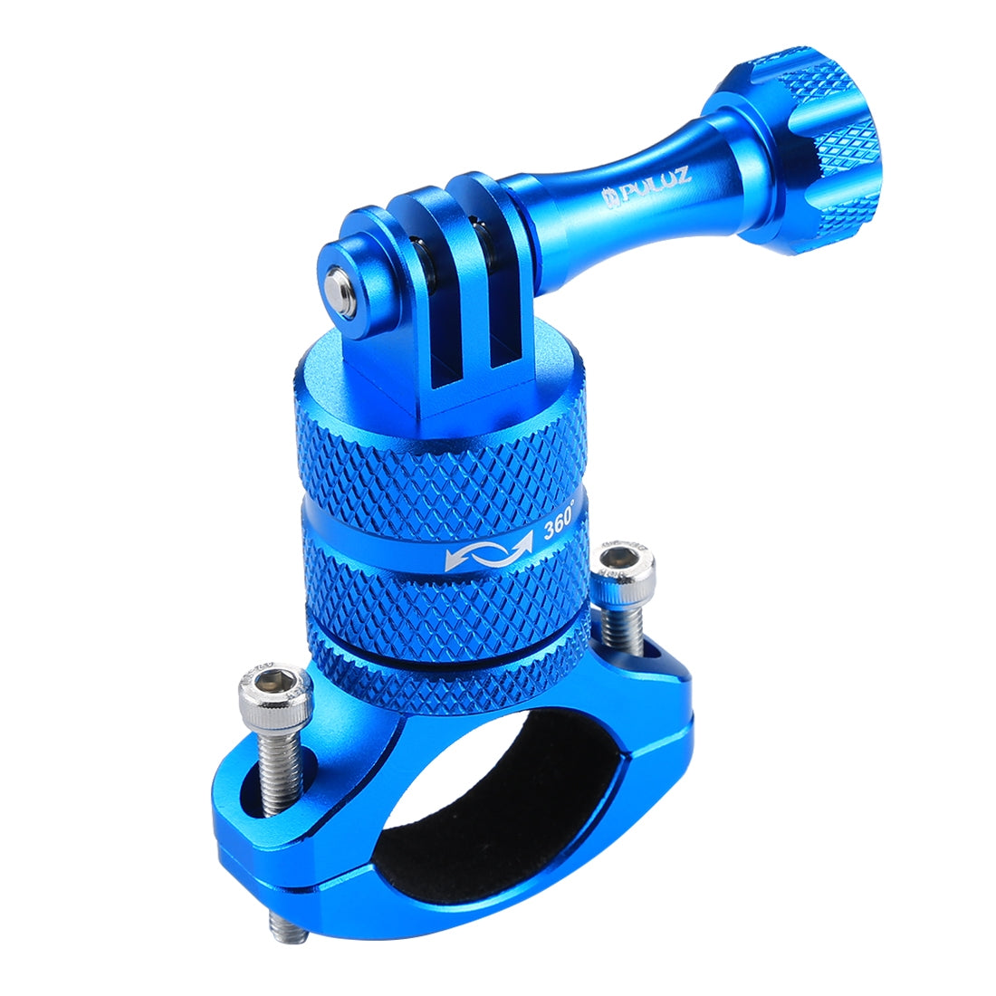 Puluz 360 Degree Rotation Bike Aluminum Handlebar Adapter Mount with Screw for GoPro 5 Camera - Blue