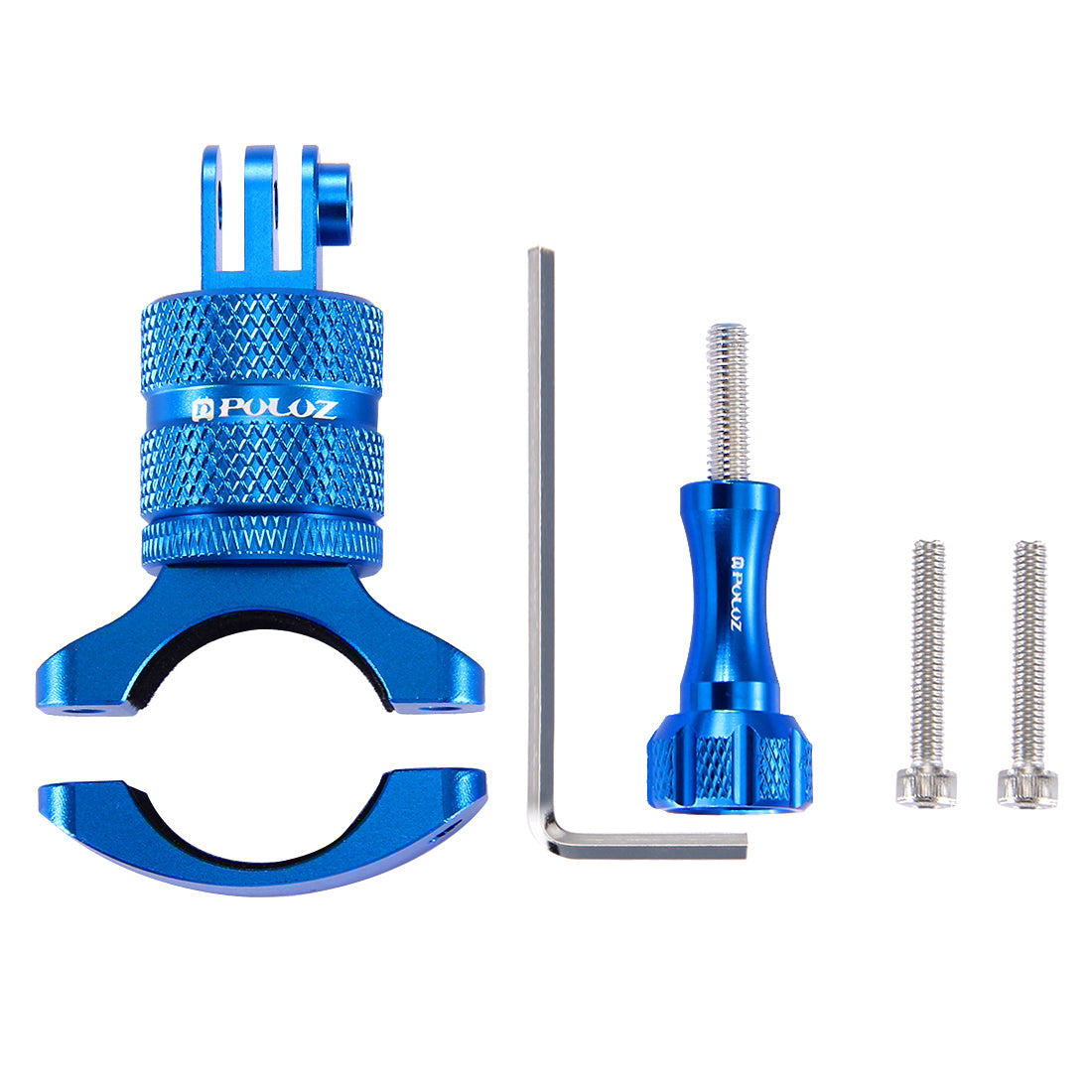 Puluz 360 Degree Rotation Bike Aluminum Handlebar Adapter Mount with Screw for GoPro 5 Camera - Blue