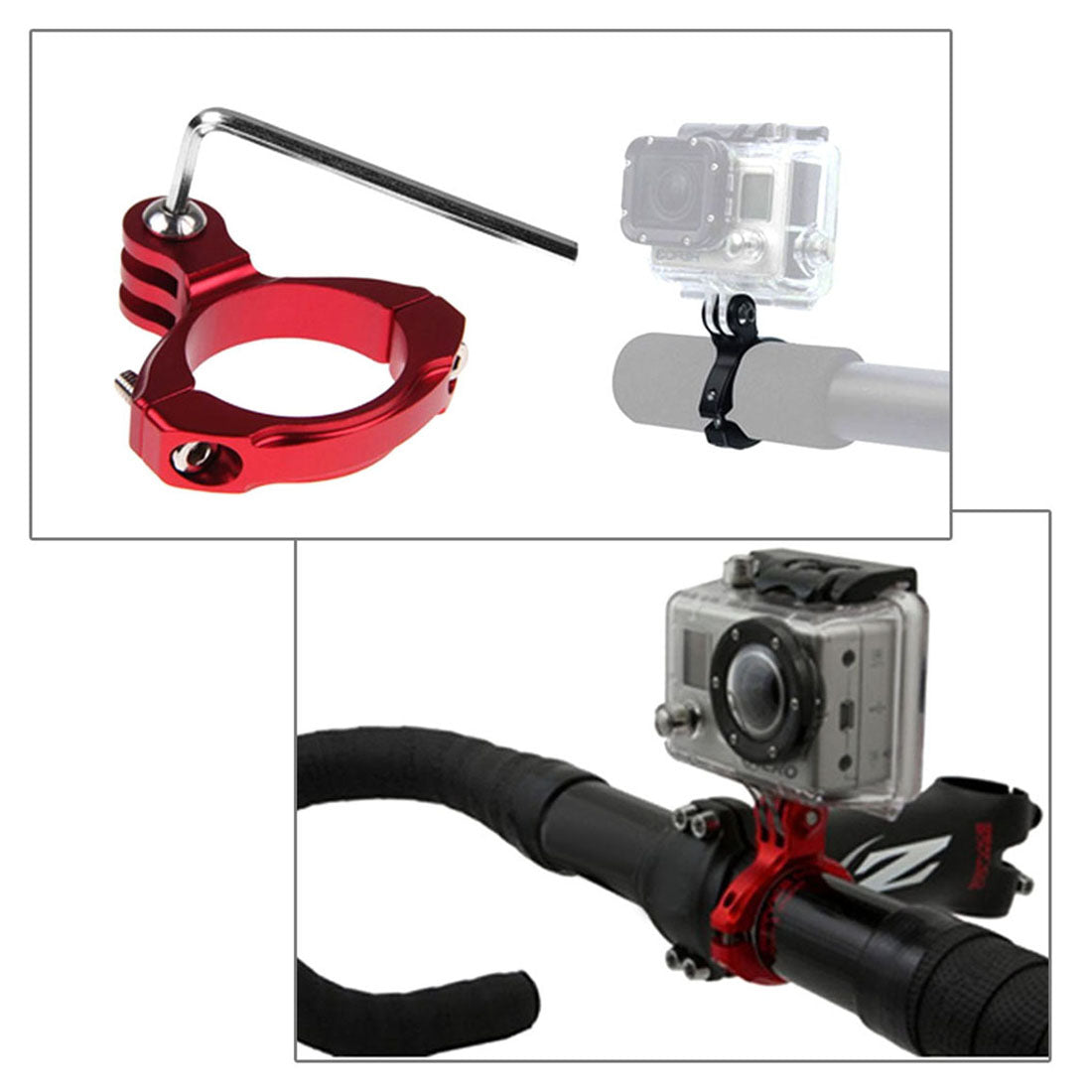 Puluz PU193 Aluminum Alloy O Shape Bicycle Bracket Bike Handlebar Mount for Gopro Hero 5 /4 /3+ /3 /2 /1 - Red