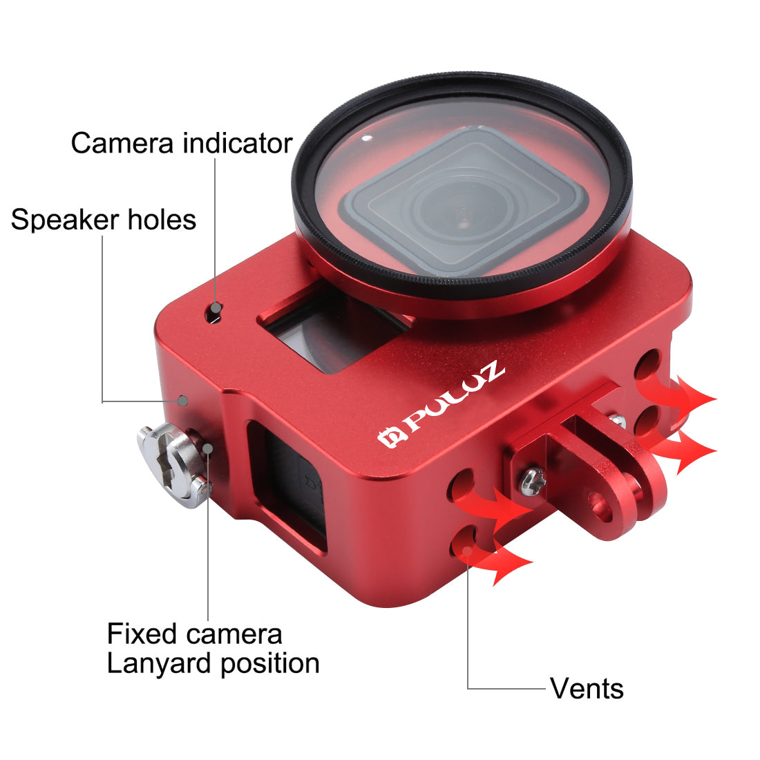 PULUZ PU183 Aluminium Alloy Protective Frame Housing Case for GoPro Hero5 - Red