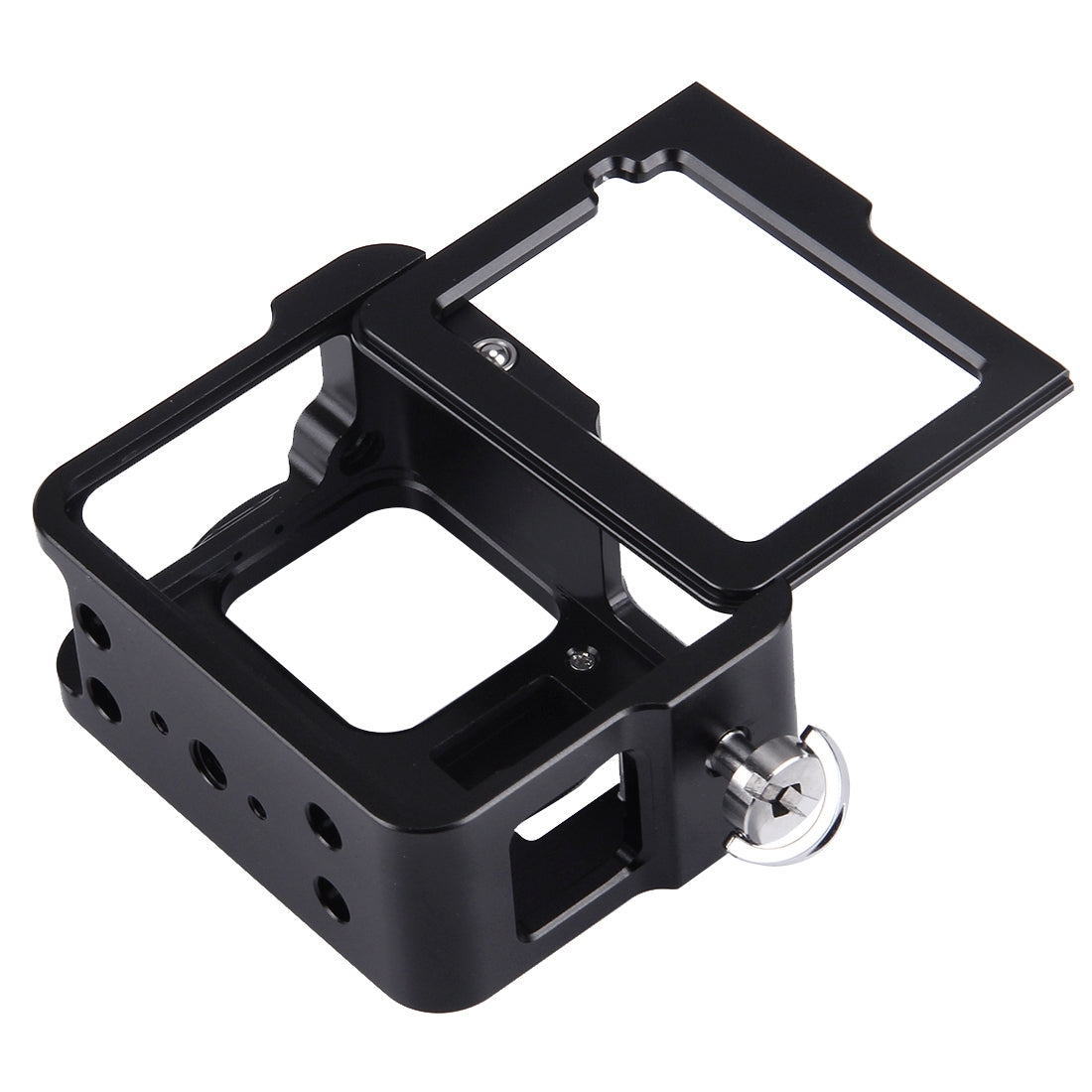 Puluz PU182 Housing Shell CNC Aluminum Alloy Protective Cage with Insurance Frame UV Lens for GoPro HERO5 - Black