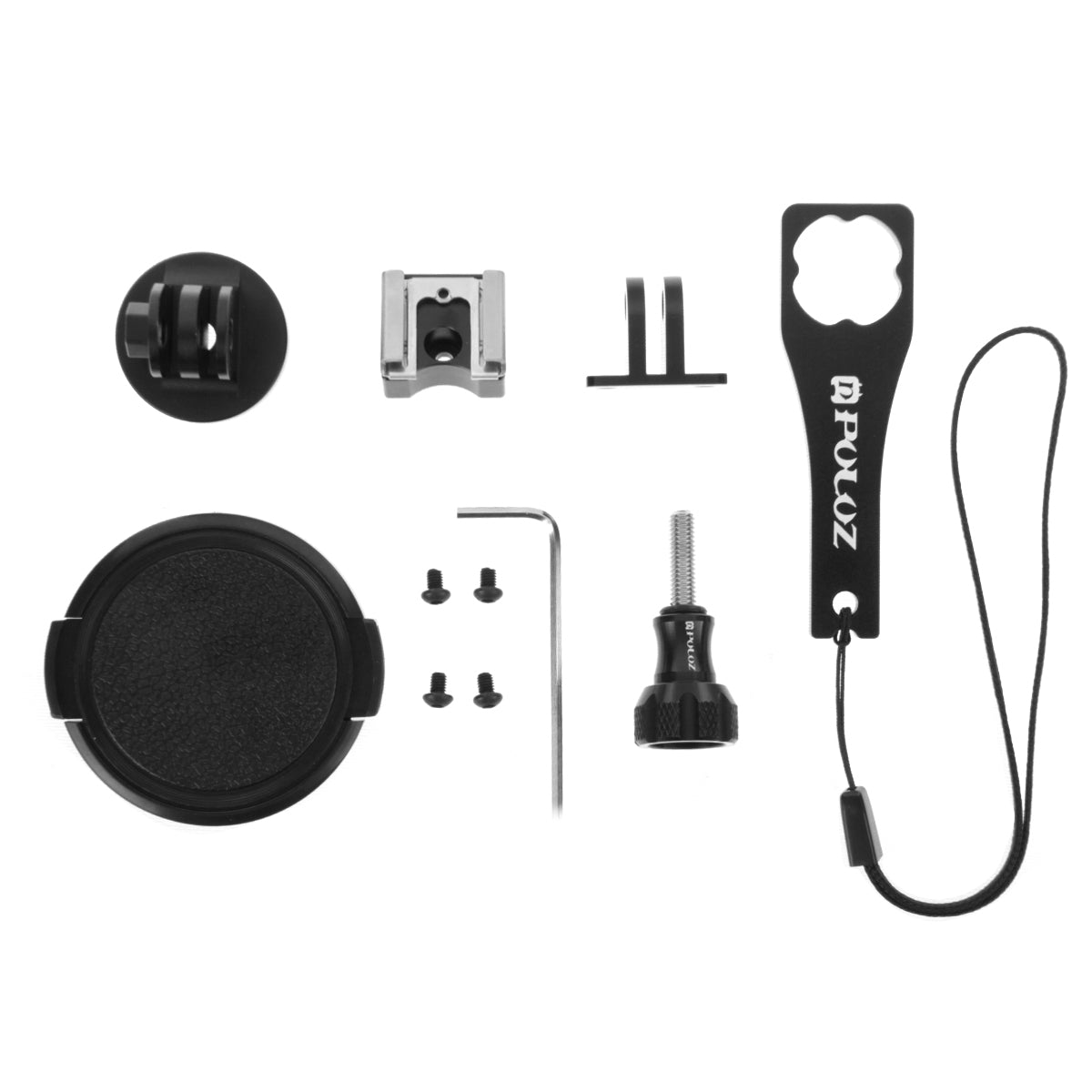 Puluz PU160 Housing Shell Aluminum Alloy Protective Cage Wrench Lens Cap Screw Tripod Adapter for GoPro HERO 4/5 Session 5S 4S - Black