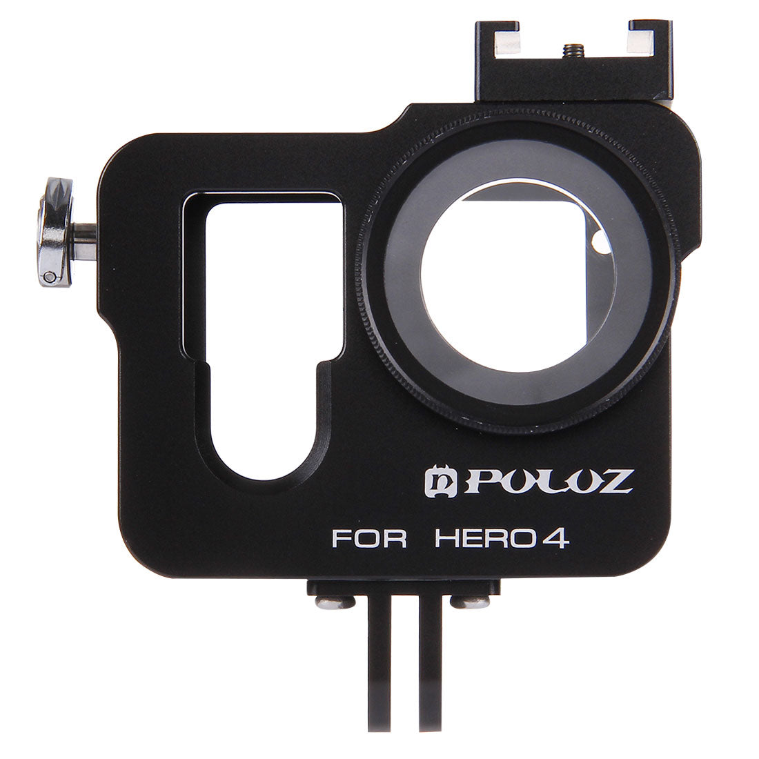 Puluz PU140 Housing Shell Aluminum Alloy Camera Protective Cage with Frame UV Filter Lens Cap for Gopro HERO4 - Black